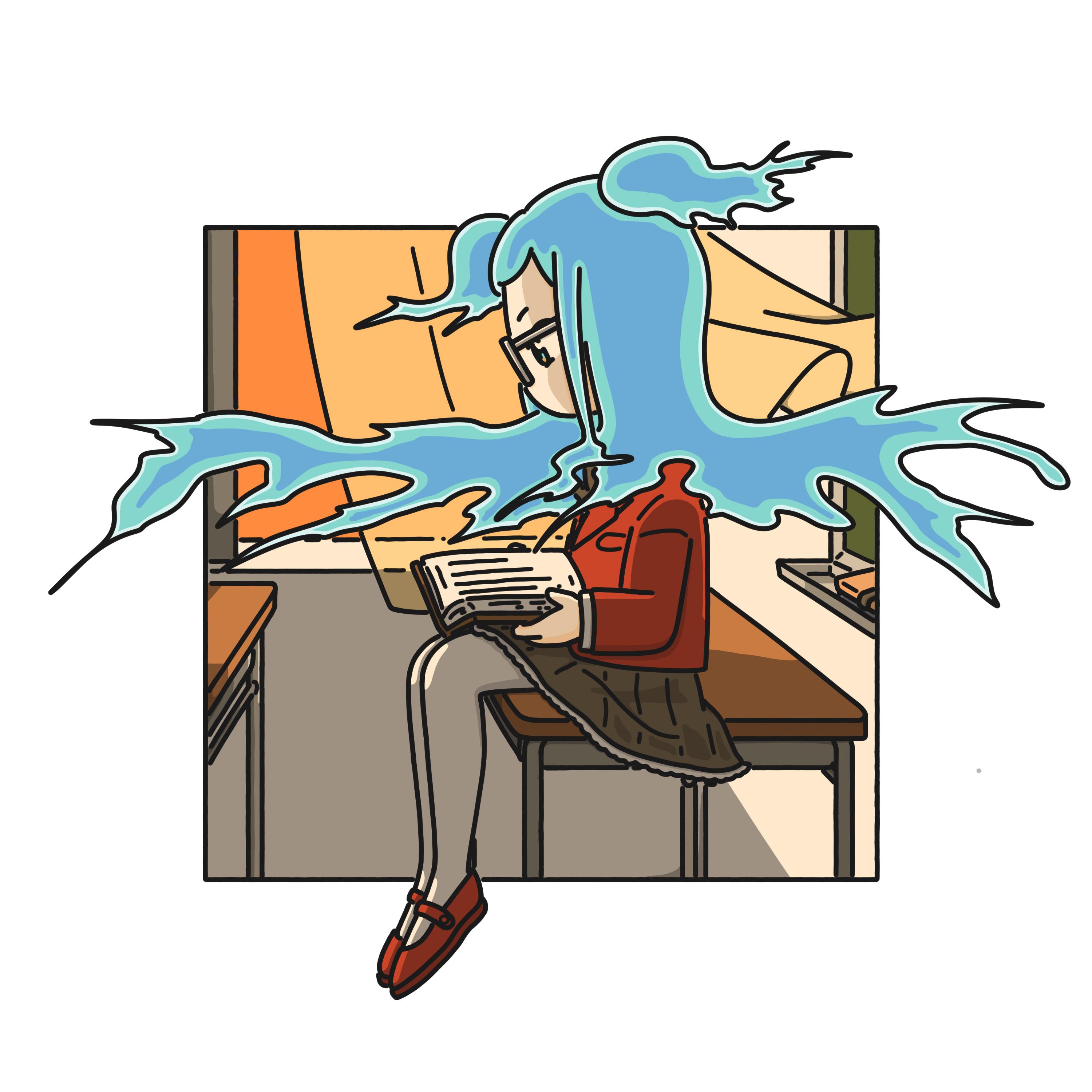 夕方の教室とフシギな女の子